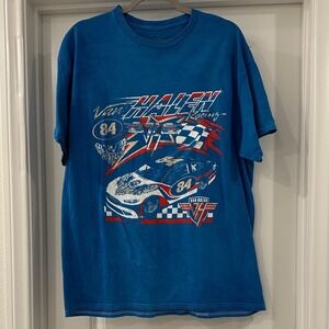 Van Halen Graphic T-Shirt Mens XL Blue Racing Acid Wash Rock Tee